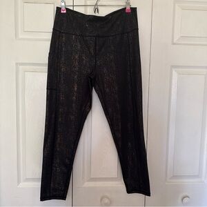 Lilly Pulitzer Weekender High Rise Leggings Time To Tiki Foil Black Gold XL EUC